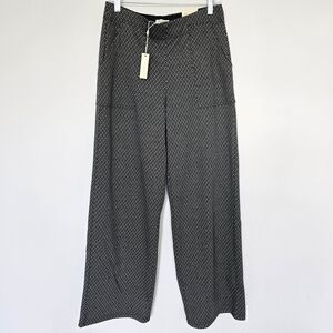 Max Studio Ponte Wide Leg Pants Women L Black Cream Trouser NWT